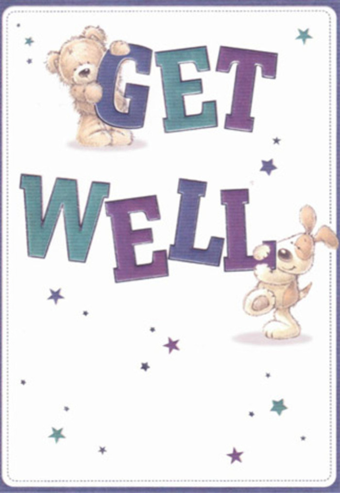 Brimming with gentle encouragement, this get well card offers just the kind of heartfelt reassurance familiar to residents of New Southgate. The illustration features a cuddly bear and a floppy-eared puppy, both exuding warmth and readiness to comfort, as if they'd just been plucked from a child's room on nearby Russell Lane. Playful stars twinkle amid the comforting palette of the card, their purples and aquas echoing the bold, friendly typography that dances across the cream-white background. The vivid contrast between the text and its soft surroundings creates an uplifting energy, much like a well-arranged bouquet delivered to a loved one. Every detail-from the plush texture of the bear's fluff to the velvety shading of the puppy's ears-carries a sensory richness, invoking touch and closeness even before a card or a bouquet is handed over. This card, whether accompanying floral wishes or sent on its own, is a bright spot of optimism, capturing the kind-hearted spirit of local neighbours and the artistry that defines New Southgate Florist.